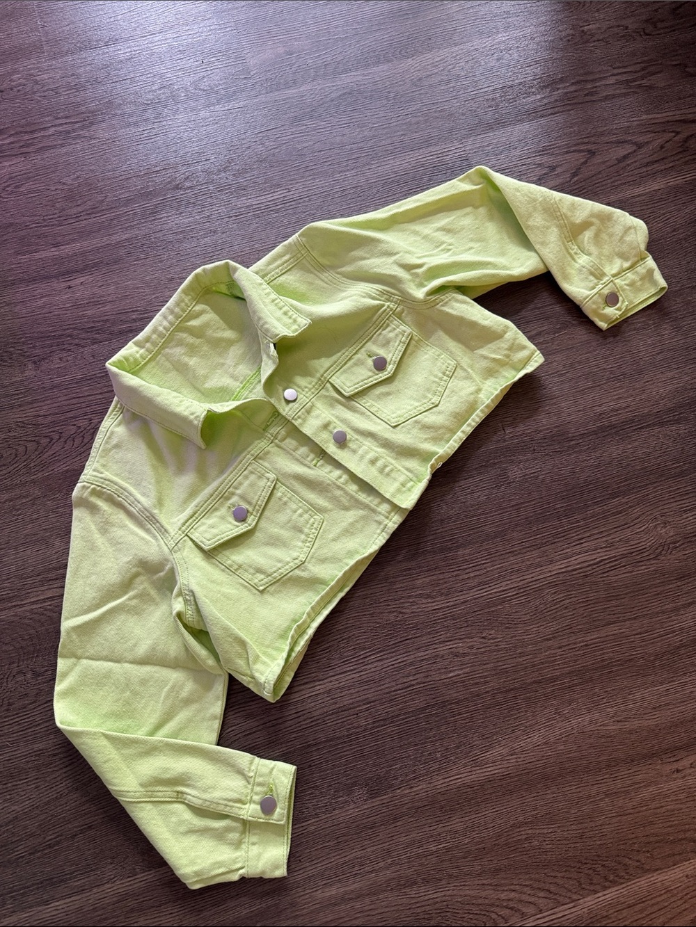 Neon Green Cropped Jean Jacket NWOT Size Small